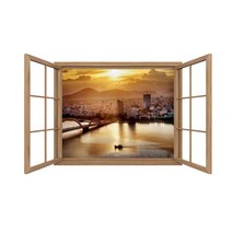 스위트 스페이스 3D입체 풍경 액자형 창문스티커, 26 브라운