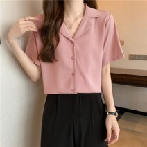 앤드스타일 여성용 오픈 카라넥 링클프리 반팔 블라우스 260964