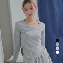 어썸어라운드 여성용 라운딩 언발 긴팔 티셔츠