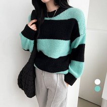 세컨그라운드 여성용 오버핏 단가라 니트