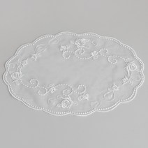 블루밍앤미 로즈 도트 레이스 타원형 매트 대, 대(33 x 22)cm