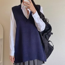 라미르 박스핏 원피스기장 롱 브이넥 니트 조끼