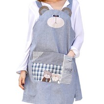 에버율 남녀공용 행복한 곰 앞치마, 블루