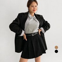 바블링브룩 여성용 골덴 플리츠 미니 스커트 + 벨트 세트