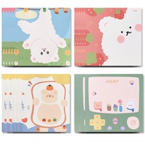 OON 데일리 애플베리 떡메모지 100p x 4종 세트, 혼합색상, 1세트