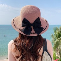 여성용 힐리오 여행 해변 밀집모자 나비