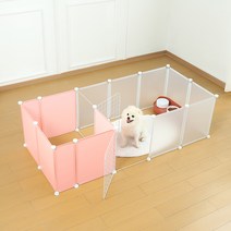 칠시 강아지 DIY 화장실 분리 울타리 14P + 안전문 2P 세트, 핑크