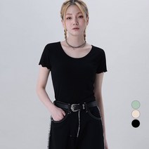 어썸어라운드 여성용 날라리 골지 반팔 티셔츠