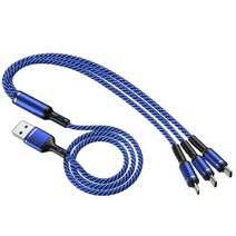 위드웍스 3in1 USB 3.5A 고속 멀티 충전케이블, 블루, 1.2m