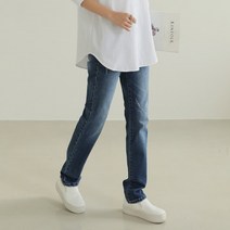 여성용 빼빼 데일리 헤짐워싱 일자 데님 팬츠