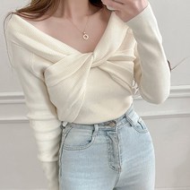 슈가펀 여성용 리본꼬임 니트