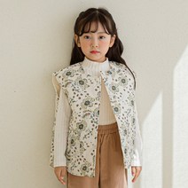 봉봉마카롱 여아용 플라워 양면 조끼