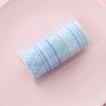 해피제이 다꾸 벽꾸미기 파스텔 체크 마스킹테이프 6종 세트, 1세트, 6 블루