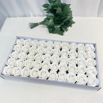 이플린 3겹 비누꽃 장미 50p + 잎사귀꽃대 50p, 화이트