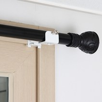 프리스페이스 커튼봉 스위트 25mm + 안뚫어고리 세트, 블랙(커튼봉), 화이트(안뚫어고리)