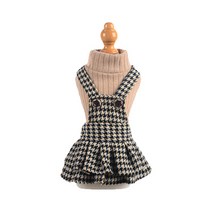 강아지 벚꽃핑크 니트에는 트위드 멜빵 치마바지, A치마