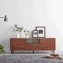 띠아모 1500 2단 오픈형 거실장 방문설치, 브라운