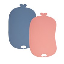 이놀 TPU 이유식 안심 도마 2종 세트, 블루베리, 핑크로즈