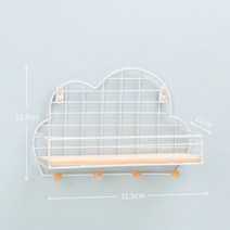 BNP 철제 벽걸이 선반 미니 후크 소품 장식장 구름, 화이트