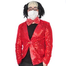 파티쇼 반짝이자켓 100 +나비넥타이 중 레드+ 마빡이가발 블랙 + 바보안경 빙글빙글, 레드, 1세트