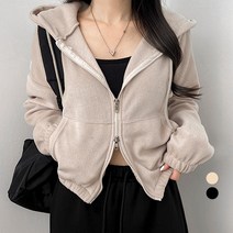 밀키버터 여성용 후리스 투웨이 후드 집업