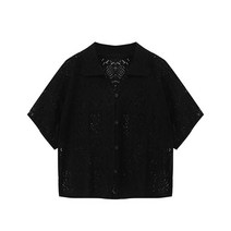 탱커스 오픈 카라 애니 펀칭 블라우스