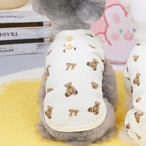 딩동펫 반려동물 강아지 곰돌이 와플 나시 티셔츠, 아이보리