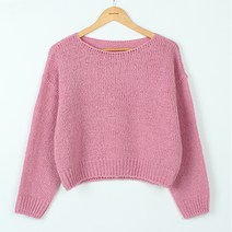 빼빼 여성용 루즈핏 세미크롭 클래식 니트티셔츠