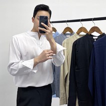 머시따 남성용 버튼 포인트 헨리넥 셔츠