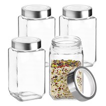 차이나다 투명뚜껑 사각 밀폐 유리병, 4개, 1500ml