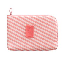 다해유 멀티 수납 아웃도어 여행 전자 디지털 가방, 핑크스트라이프, 1개