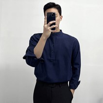 머시따 남성용 버튼 포인트 헨리넥 셔츠