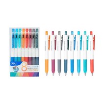 델리 델라이트 그립 노크식 젤잉크펜 8색 세트 0.5mm EG120-8C, 혼합 색상, 1세트
