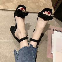 여성용 나비 매듭 버클 스트랩 하이힐 샌들