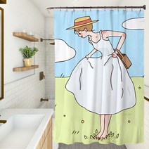 페어링 북유럽풍2 욕실 샤워 커튼 YL300 150 x 180 cm, 1개