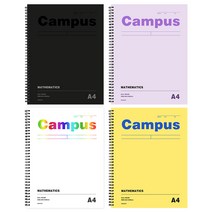 핑크풋 스마트 캠퍼스 수학노트 A4 7000 4종 세트, 1세트, white, yellow, black, purple