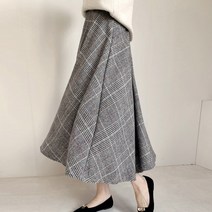 여성용 세인트 울 체크 뒷밴딩 스커트