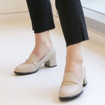 여성용 수제 페이딘 로퍼힐 5cm
