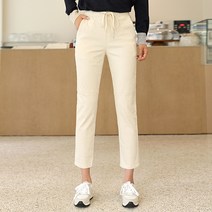 빼빼 여성용 데일리 허리밴딩 테이퍼드 면스판 팬츠