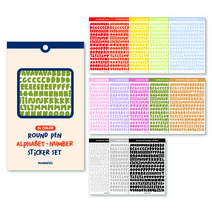 워너디스 동글펜 알파벳 숫자 스티커 14종 세트, 혼합색상, 1세트