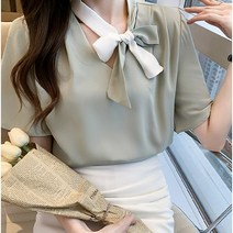 묘먀미 여성용 써클클립 롱스카프 쉬폰 블라우스 MMM417