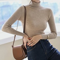 여성용 슬림 골지 폴라 니트