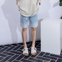 남성용 더간지 일자핏 그라데이션 밴딩 청반바지