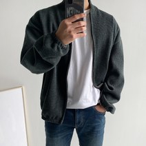 머시따 남성용 니트 합포 시보리 밑단 밴딩 골지 집업