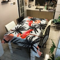 플라밍고 패턴 다양한 패브릭 사각 테이블보, 5, 140 x 140 cm