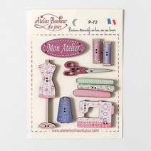 아틀리에 보뇌르 뒤 주르 나무단추 7종 세트 P-72, Mon Atelier 소잉룸, 1세트
