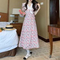 여성용 블랙101 로잘리 장미 플라워 프릴 롱 원피스 CH-2320300