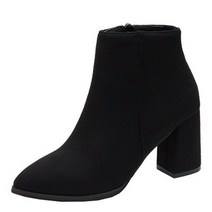 파라다이소 스웨이드 옆지퍼 심플한 여성 스틸레토힐 통굽 하이힐 마틴 부츠 앵클 부츠 PRDS84