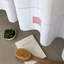 오엔디자인 원세븐나인 패브릭 샤워커튼 네로우그리드 핑크, 1개, 핑크계열