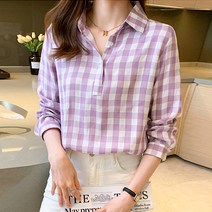 레몬소울 버츠 체크 블라우스